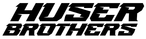 HUSER BROTHERS" in bold, angular text. Iconic for Lake Fork's trophy bass fishing. Dynamic white letters with black outlines.